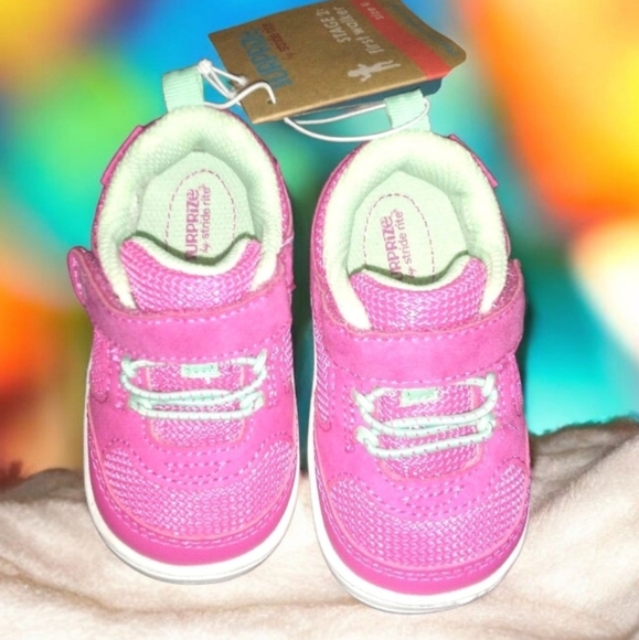 Pink Baby Girls Surprize Stride Rite Ari Sneakers STAGE 2 First walkers sz 4 - Picture 1 of 10